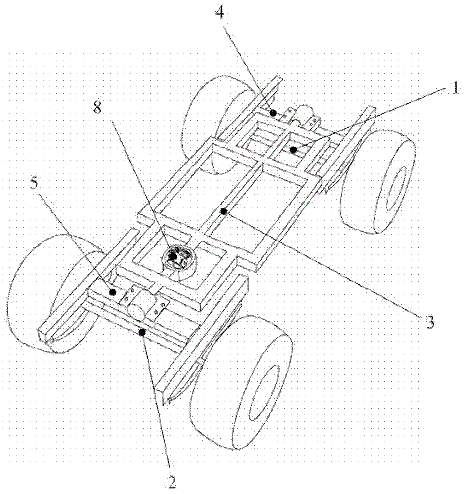 An all-terrain four-wheel drive off-road vehicle chassis and its vehicle