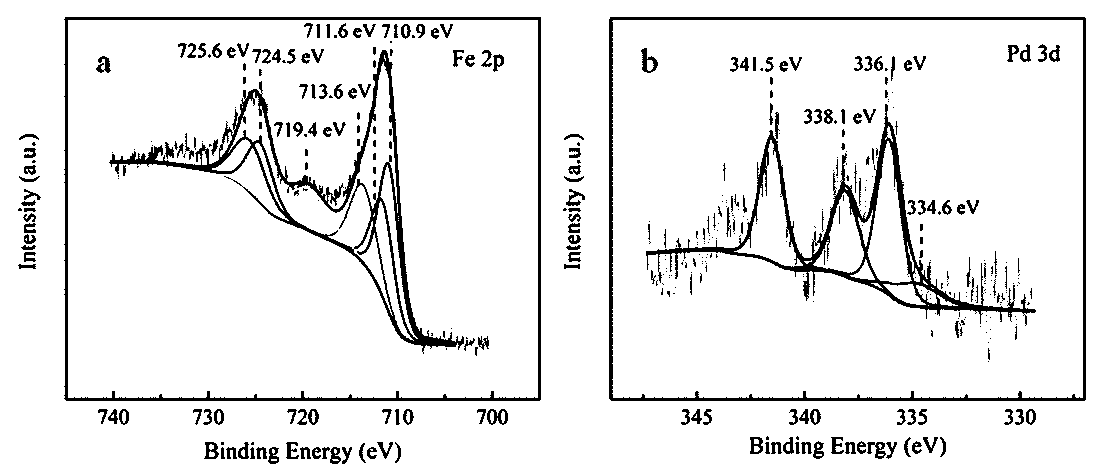 Green synthetic Fe3O4-PdO nanocomposite material, preparation method and application thereof