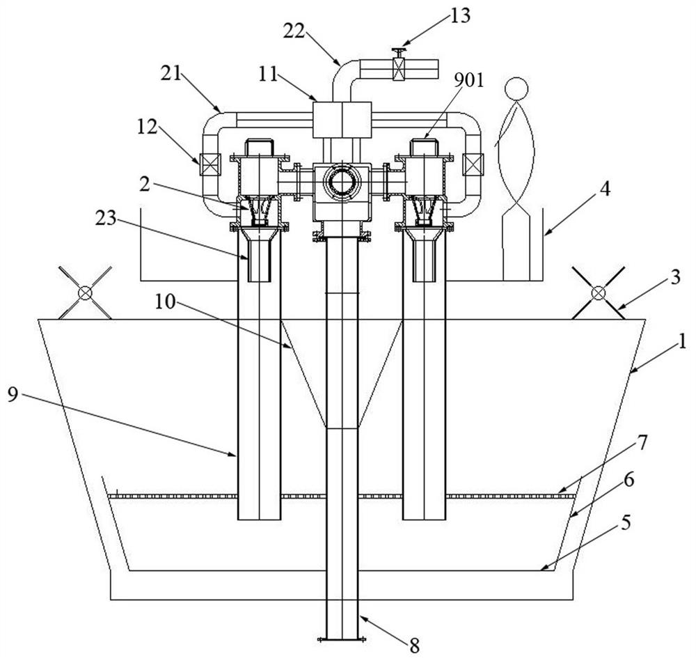 Injection type flotation machine for coal