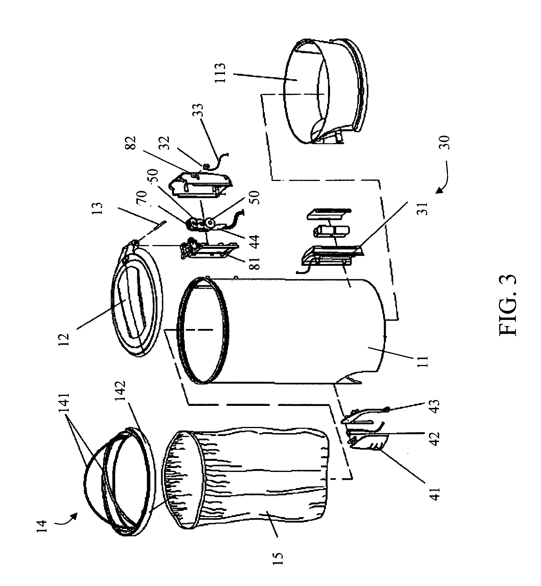 Container with touch control arrangement