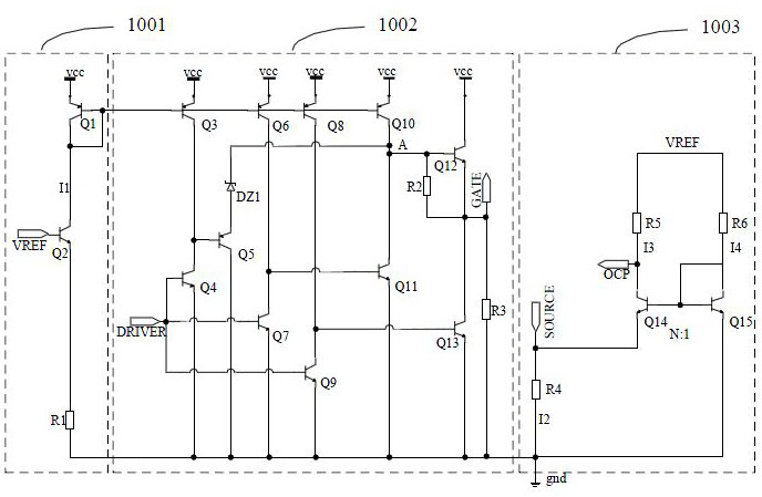 NMOS power tube gate driving module, driving circuit and switching power supply