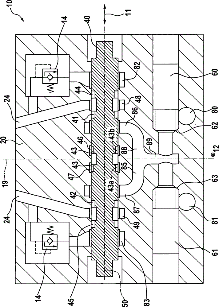 Open-centre valve block with two pump connections and associated auxiliary sliders on the main sliders