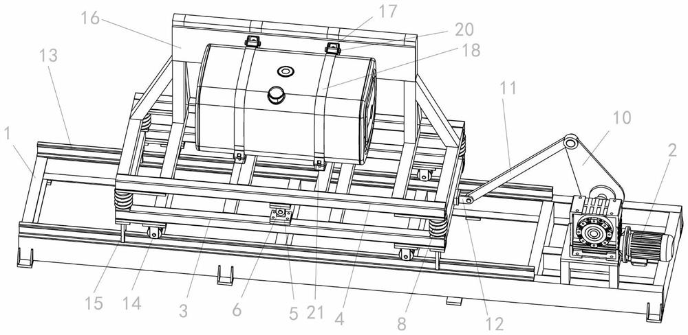 Heavy truck fuel tank oil shaking characteristic test device and test method