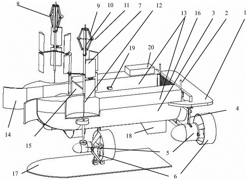 Intelligent water surface garbage collection boat based on wave energy and wind energy