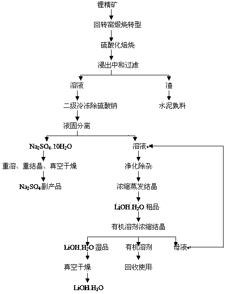 Method for preparing sheet high-purity lithium hydroxide by using spodumene concentrate