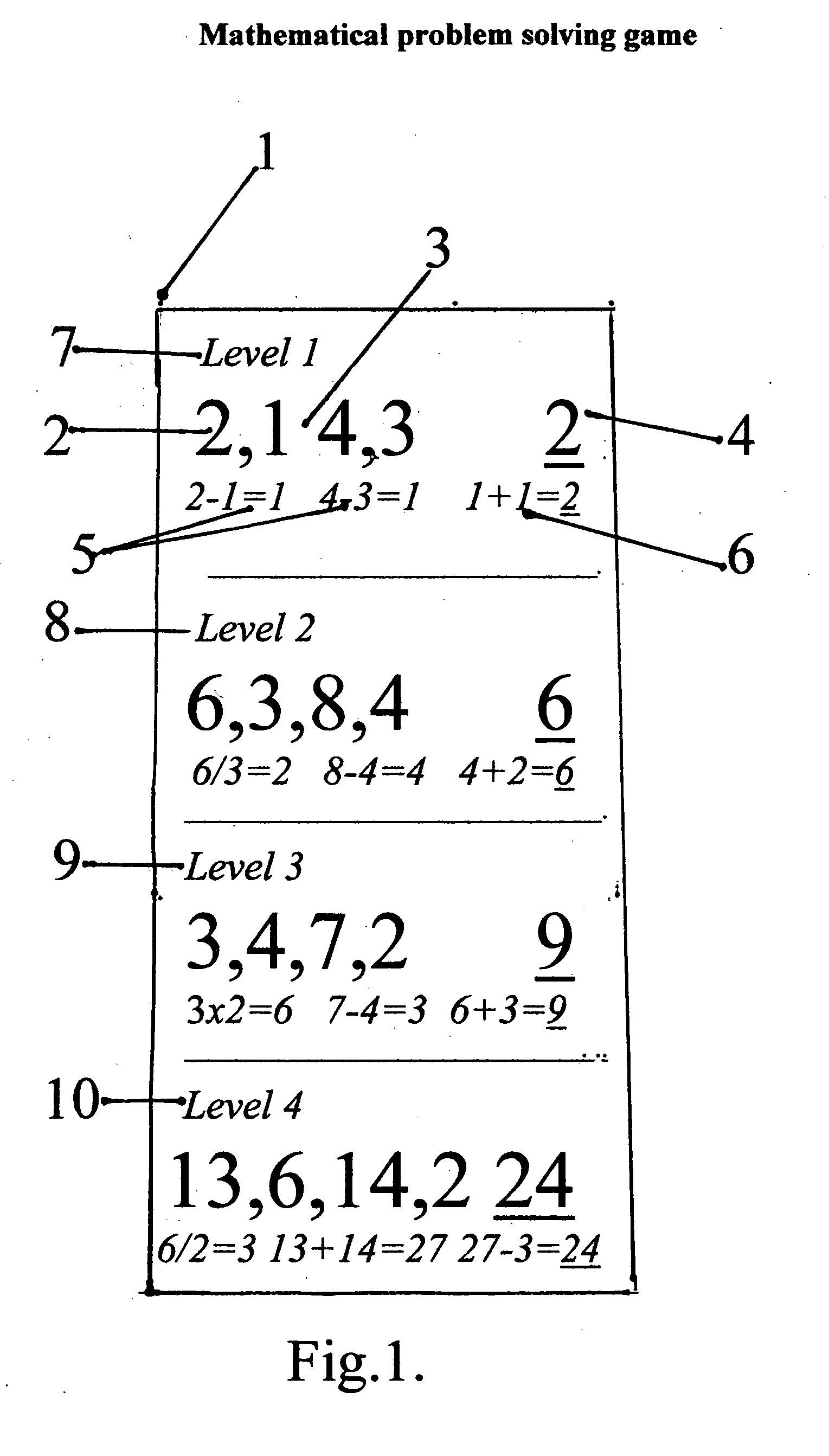 Mathematical problem solving game