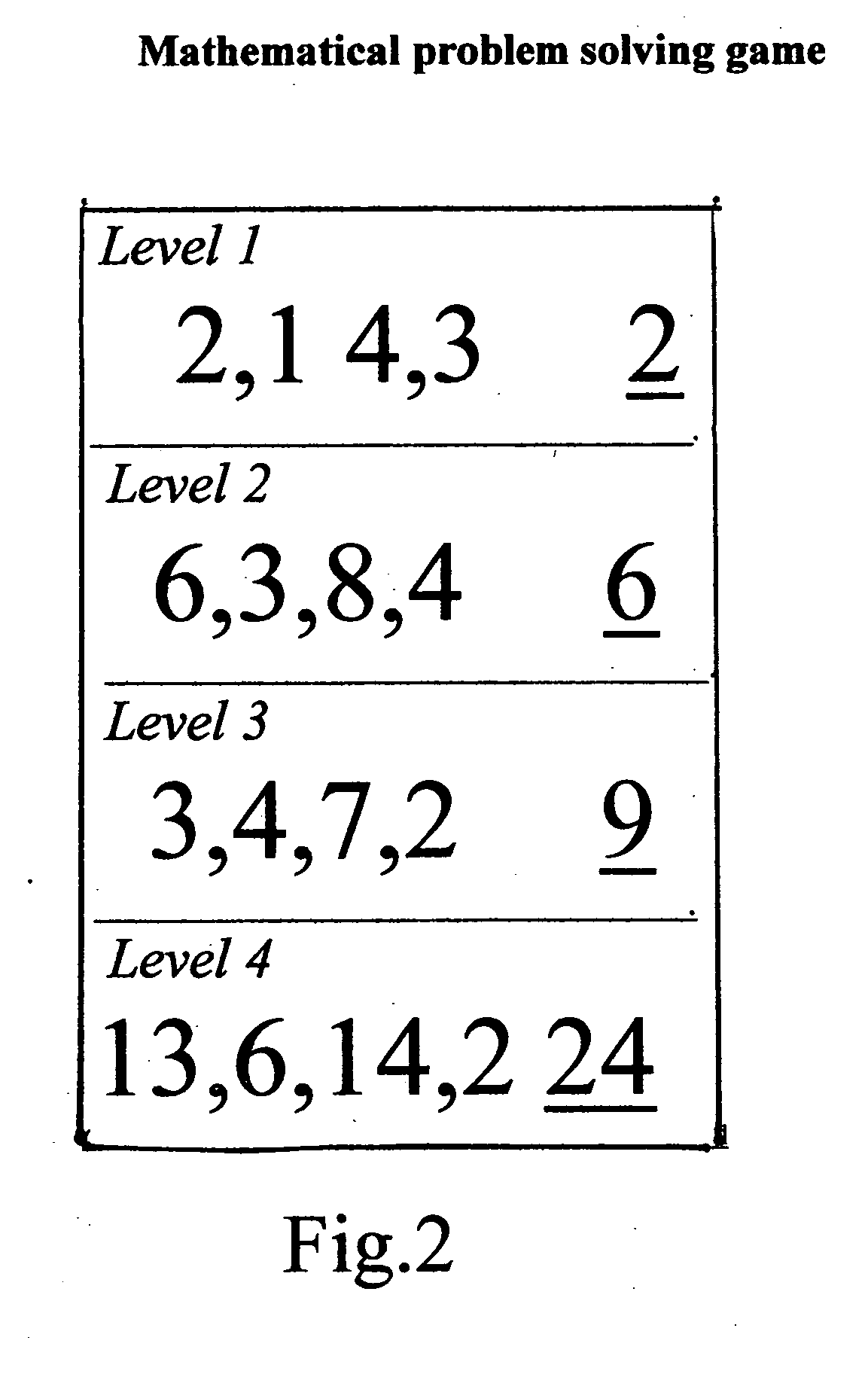 Mathematical problem solving game