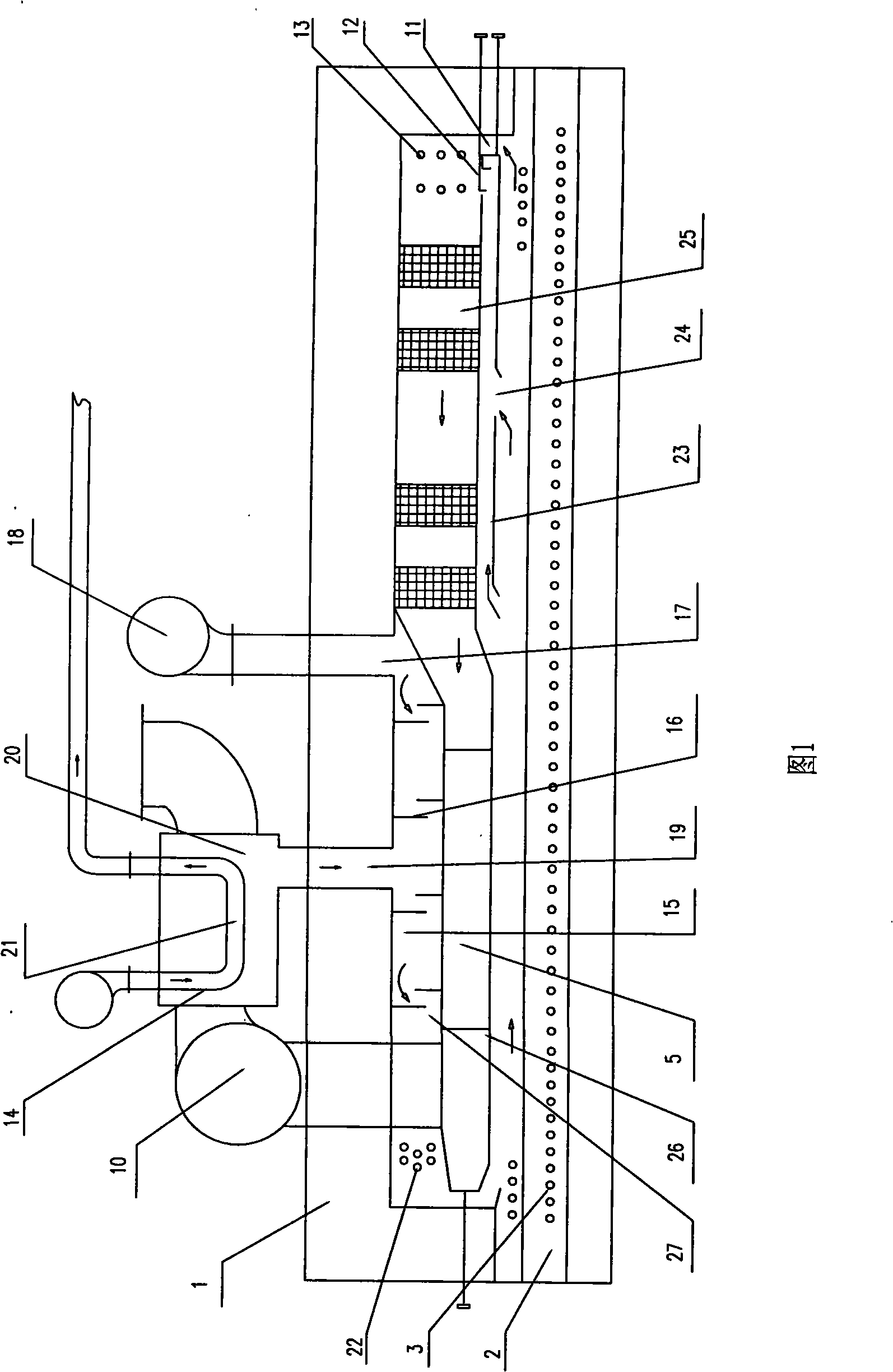 Horizontal enameling machine oven with ultra-wide combustion chamber