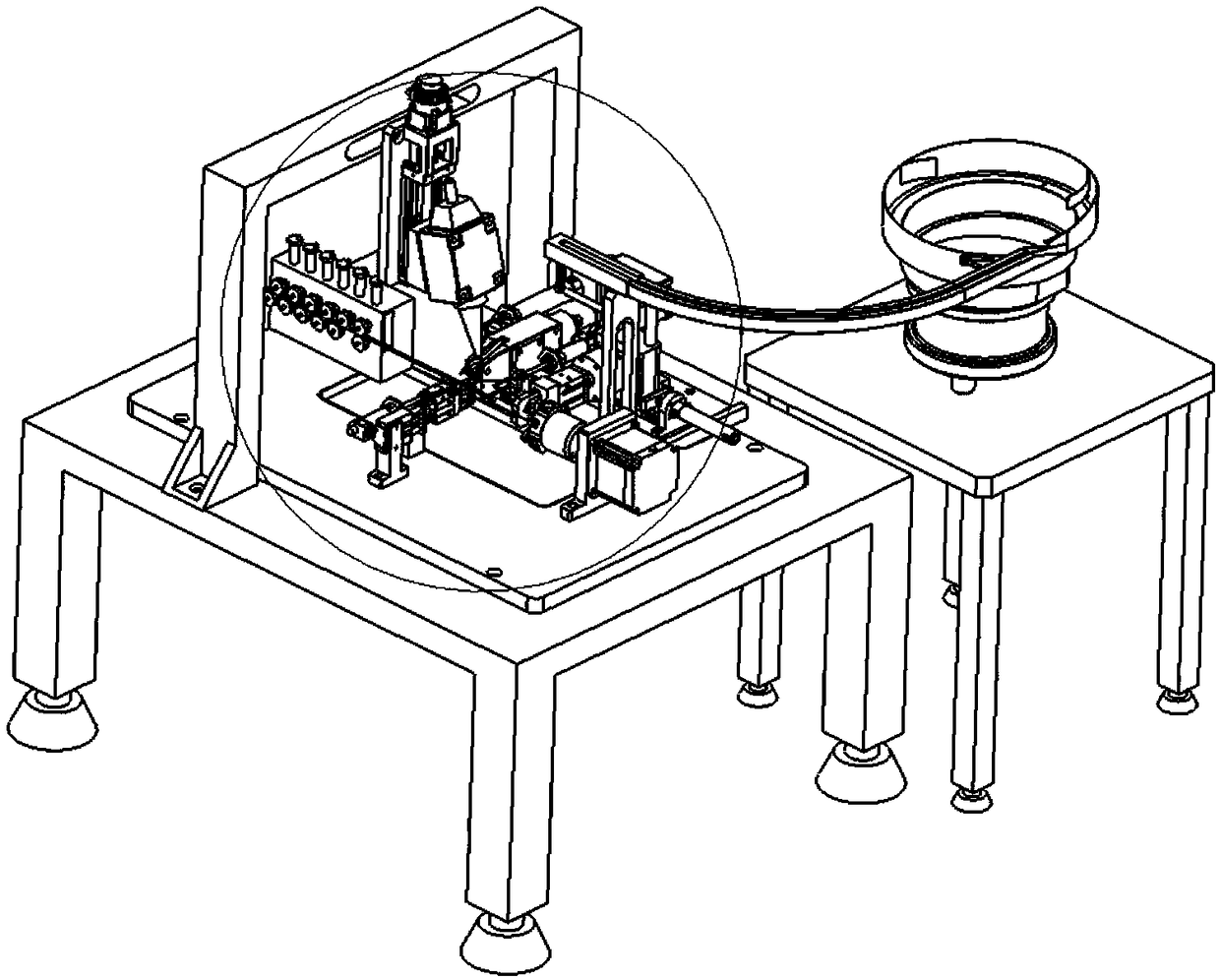 High-frequency induction laser composite welding device for sleeving of hollow copper pipe