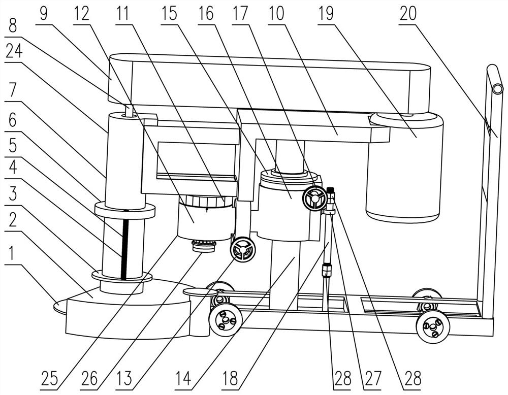 A concrete cutting machine with adjustable cutting angle