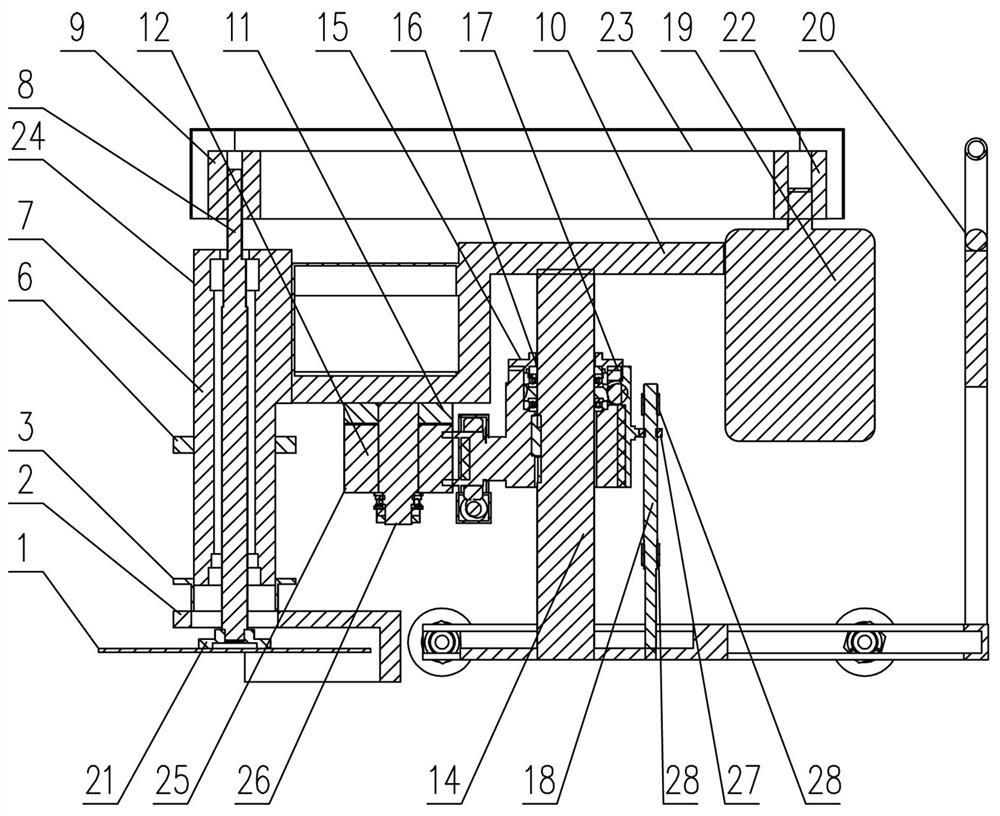 A concrete cutting machine with adjustable cutting angle