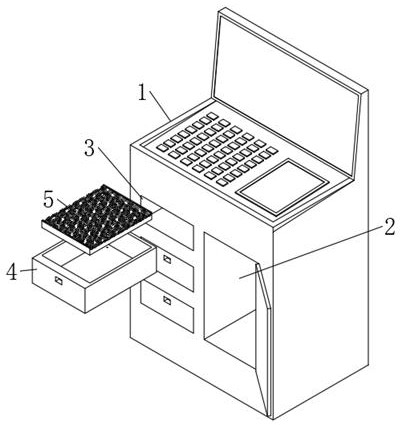 A cabinet for automobile inspection and maintenance with the function of preventing engine oil pollution