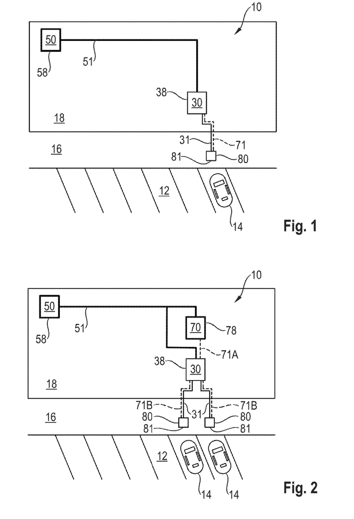 Device for charging at least one battery