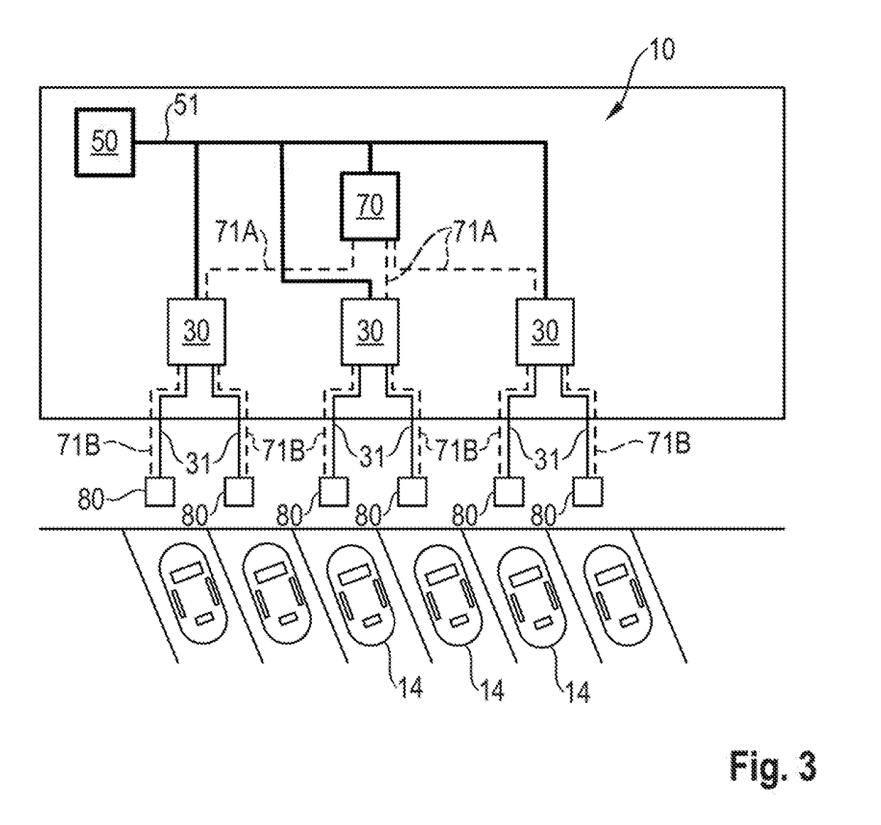 Device for charging at least one battery