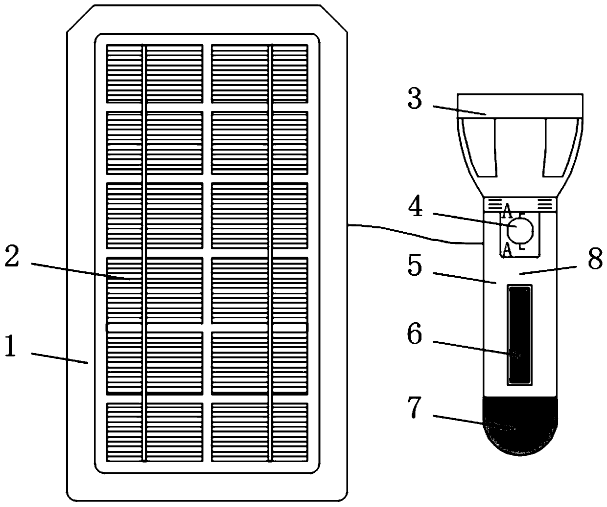 Flashlight provided with photovoltaic power generation