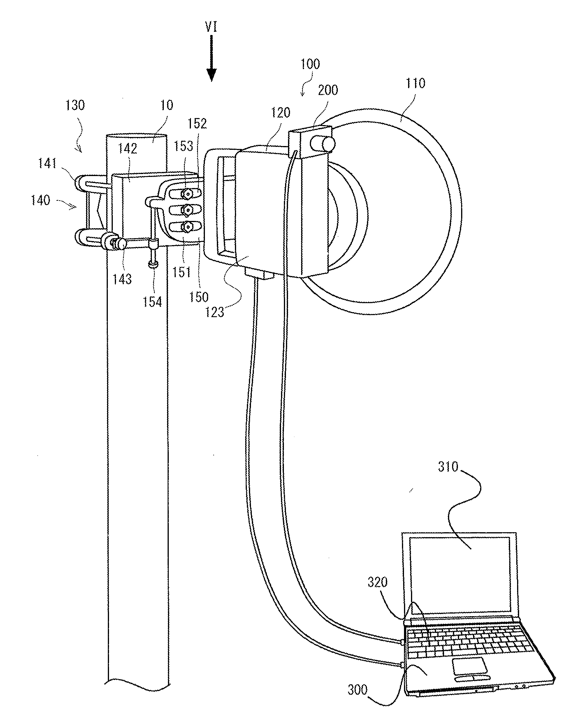 Antenna orientation adjustment assistance device and antenna device installation method