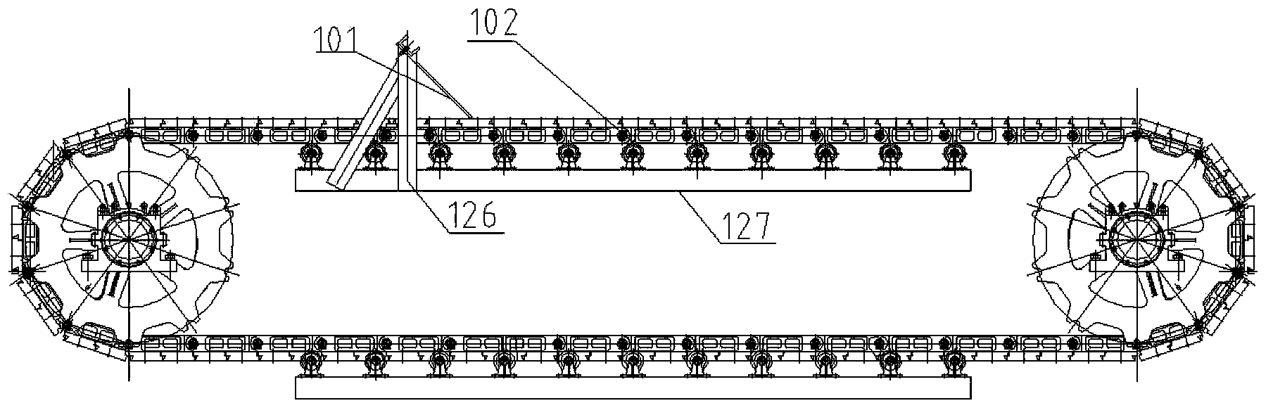 Chain belt type granulator for rapid one-step molding of high temperature liquid calcium carbide