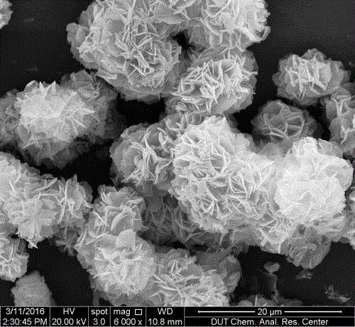 Preparation method and application of flower-shaped composite material formed by carbon plates in which cobaltosic oxide is embedded in hollow nano sphere mode