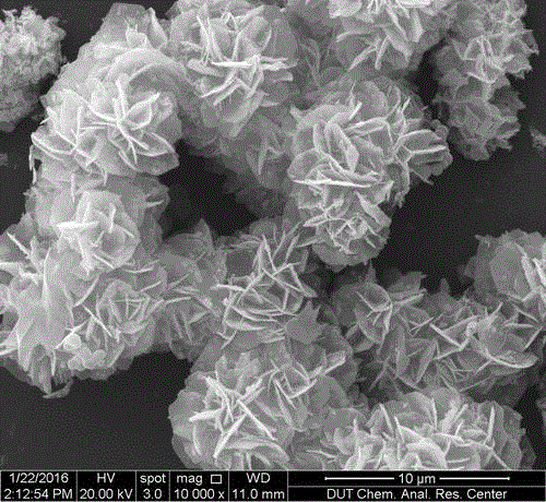 Preparation method and application of flower-shaped composite material formed by carbon plates in which cobaltosic oxide is embedded in hollow nano sphere mode