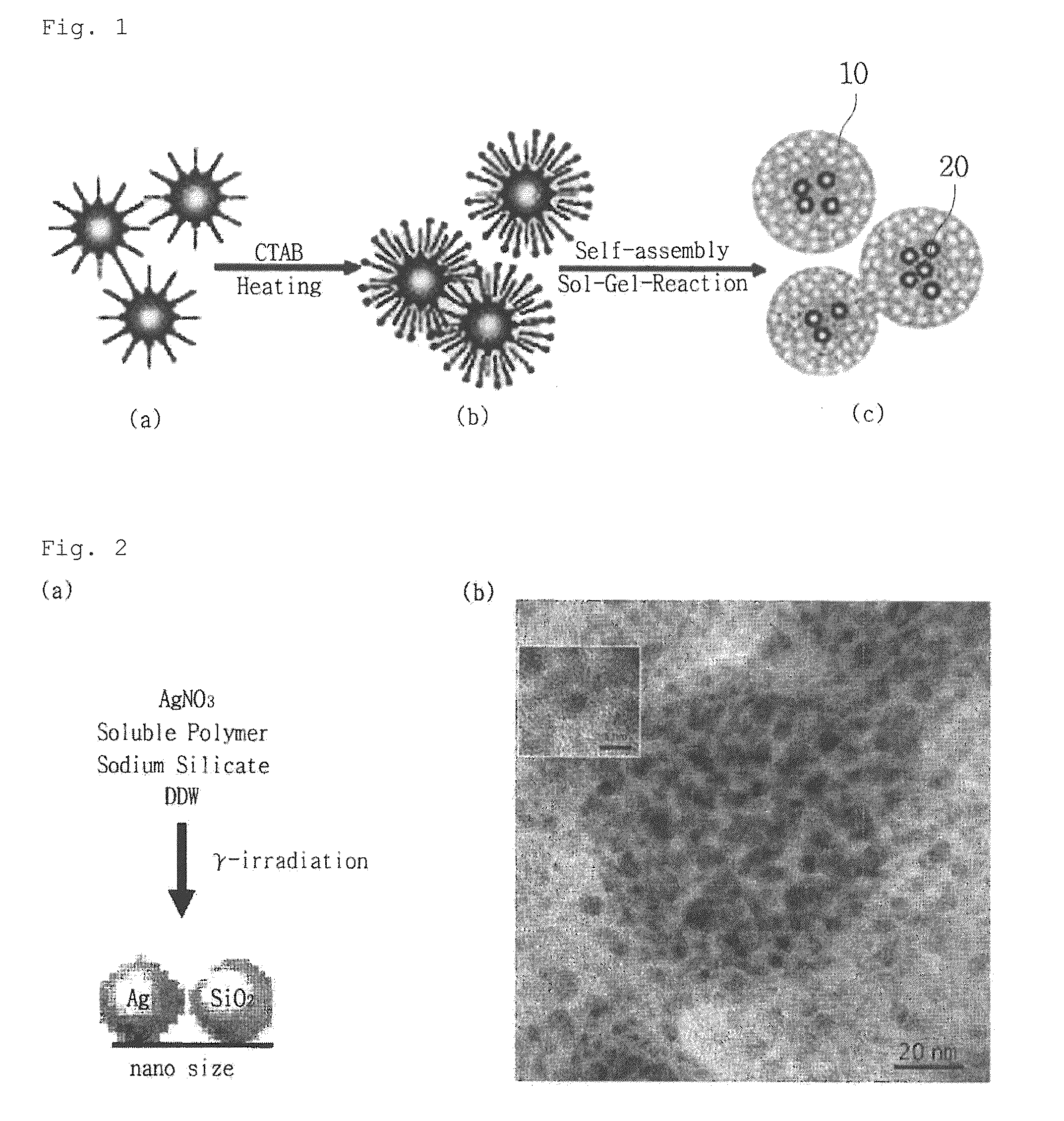 Method of manufacturing spherical mesoporous silica containing dispersed silver nanoparticles, and spherical mesoporous silica manufactured by said method