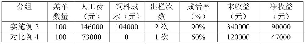 Feed for accelerating growth of black goat lambs, preparation method and feeding management method