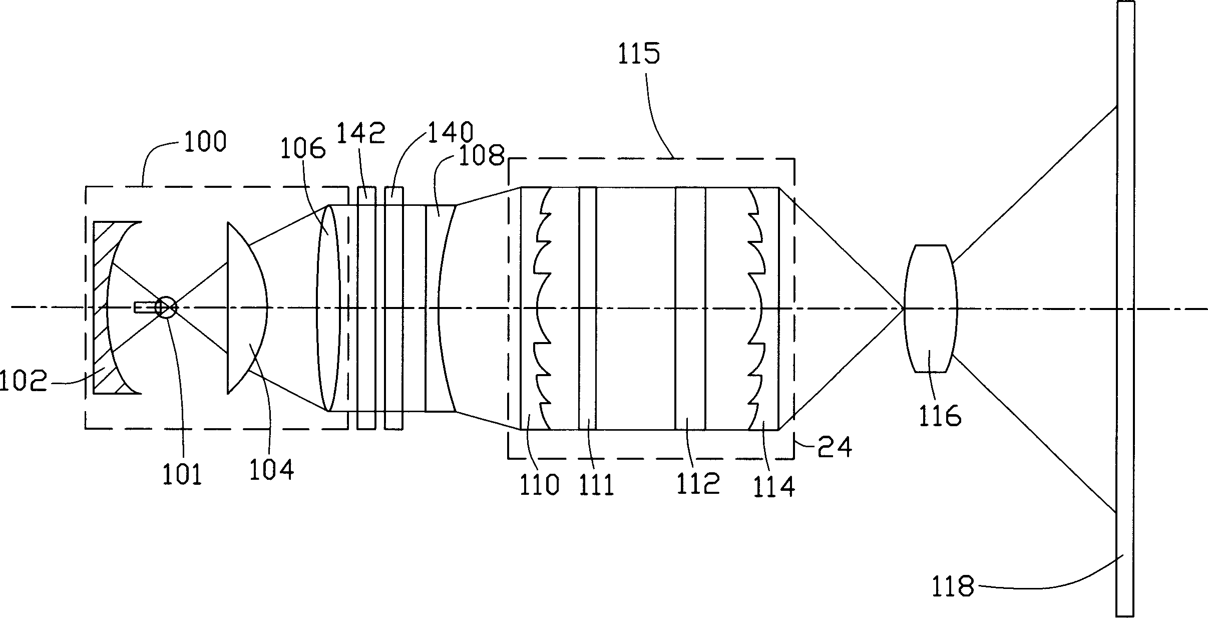 Optical fiber projector