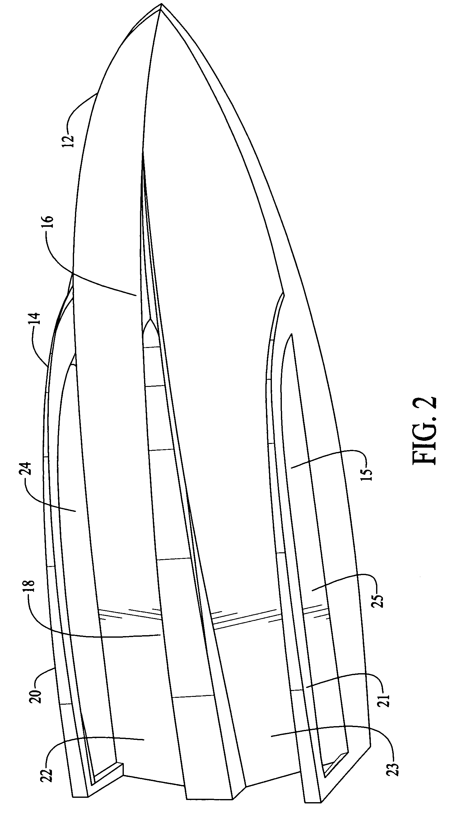 Ported tri-hull boat