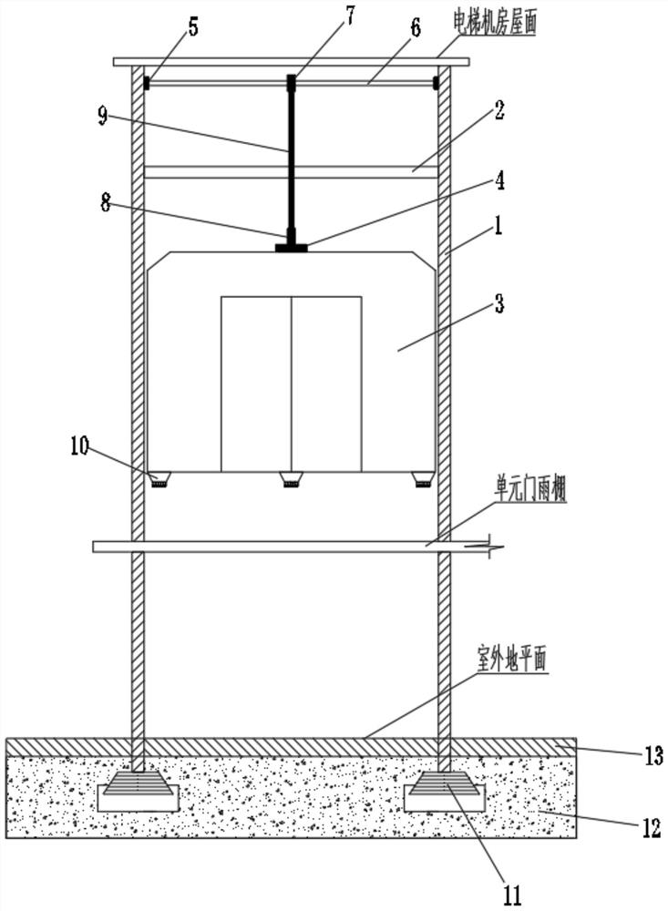 Pit-free elevator reformed and additionally mounted in old residential building