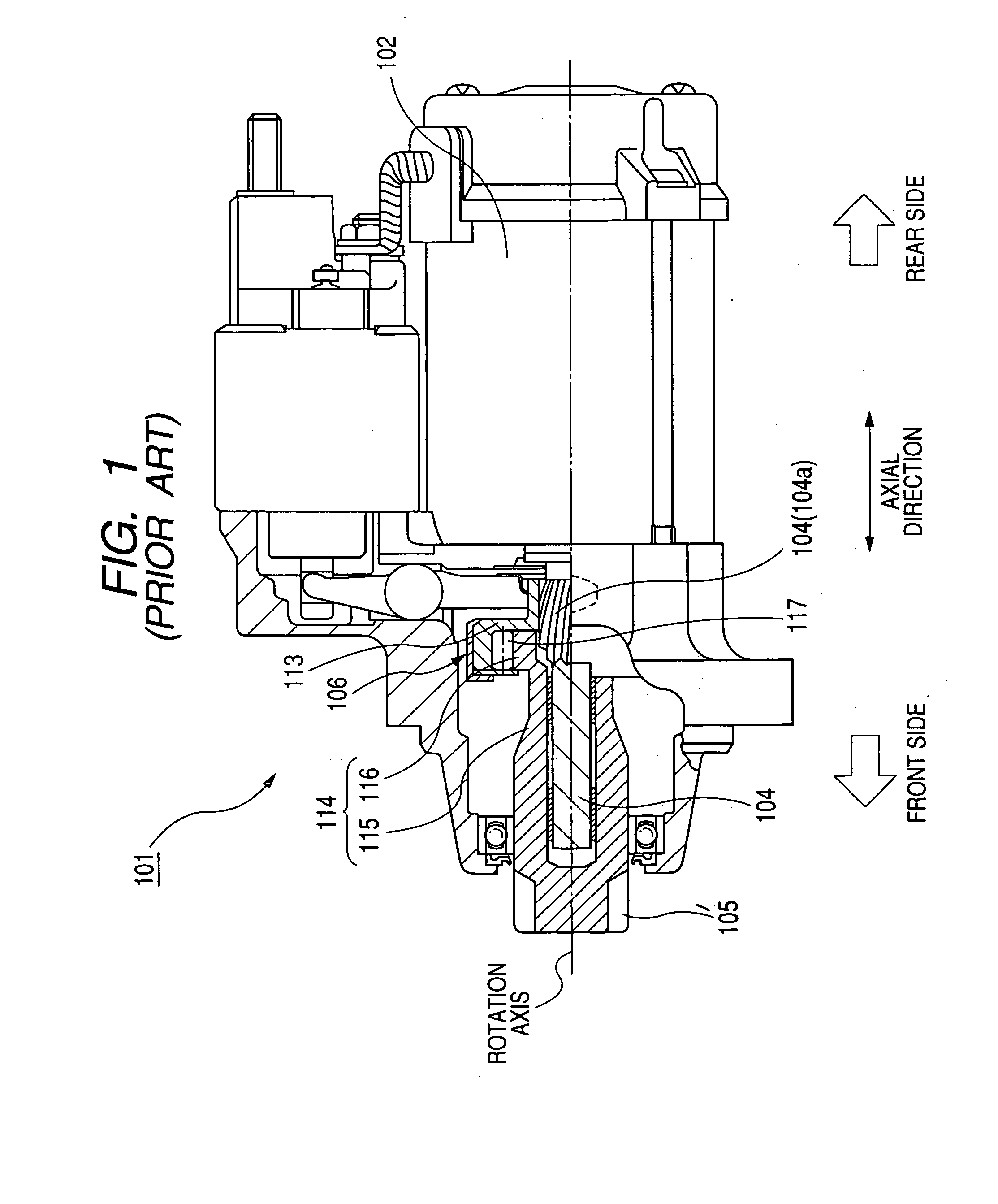 Starter with clutch coaxially disposed on output shaft of motor