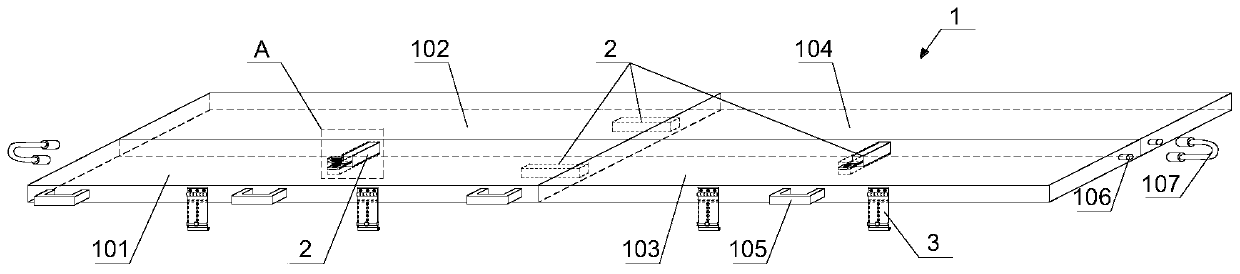 Spliced stretcher for being connected with operating bed