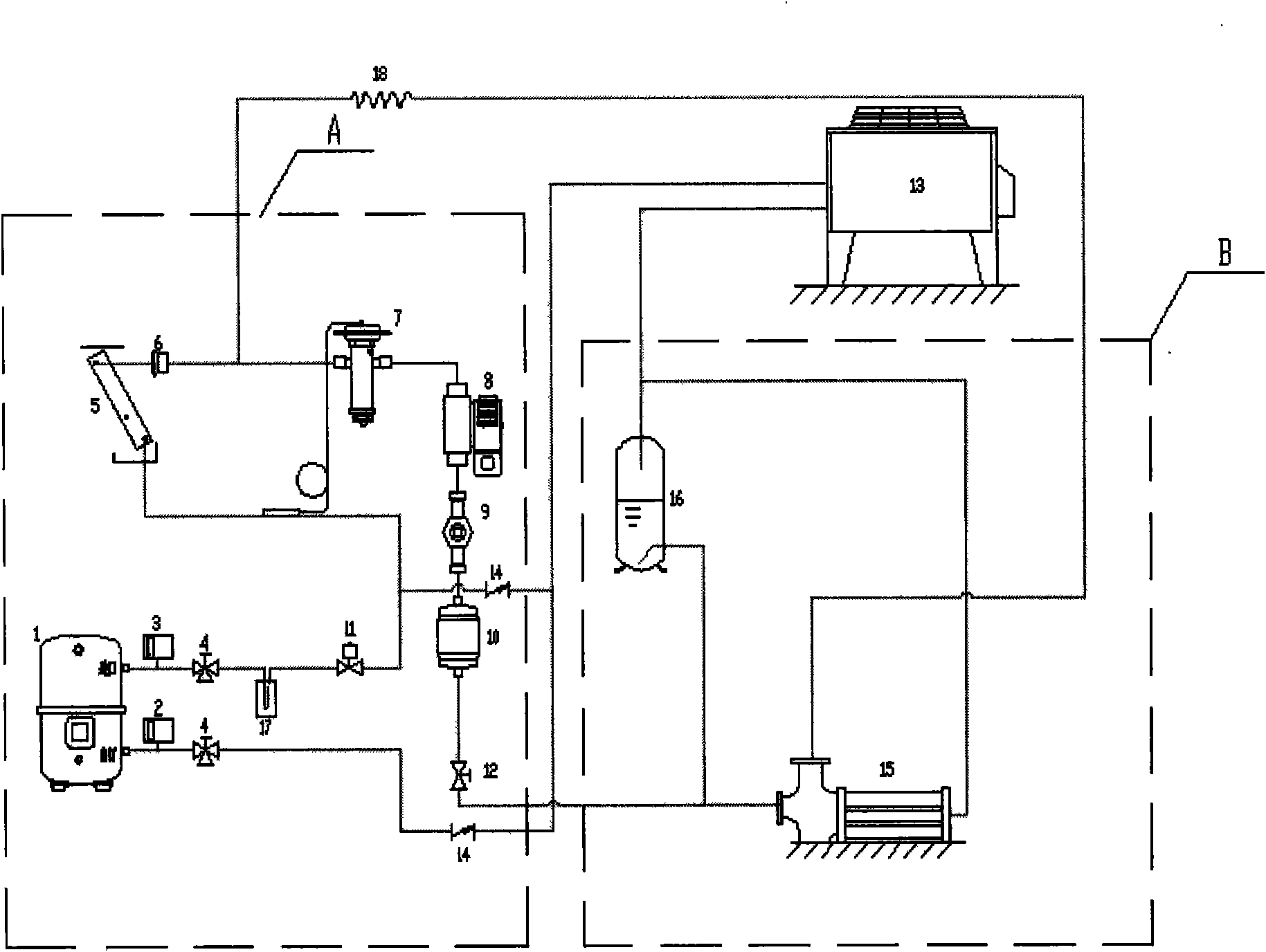 Energy-saving air conditioner using outdoor cold source indirectly