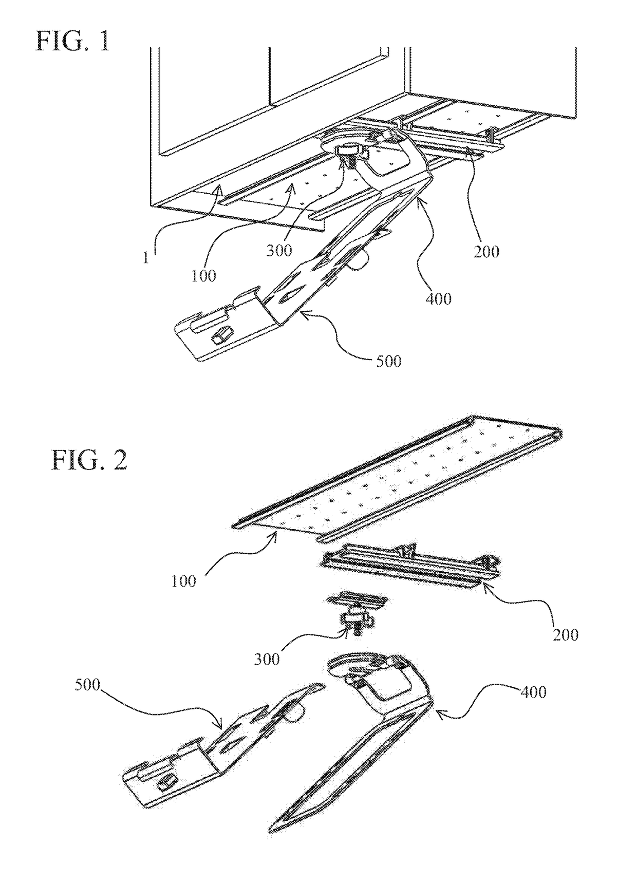 System for mounting, accessing, moving and folding away articles on, under or along a surface