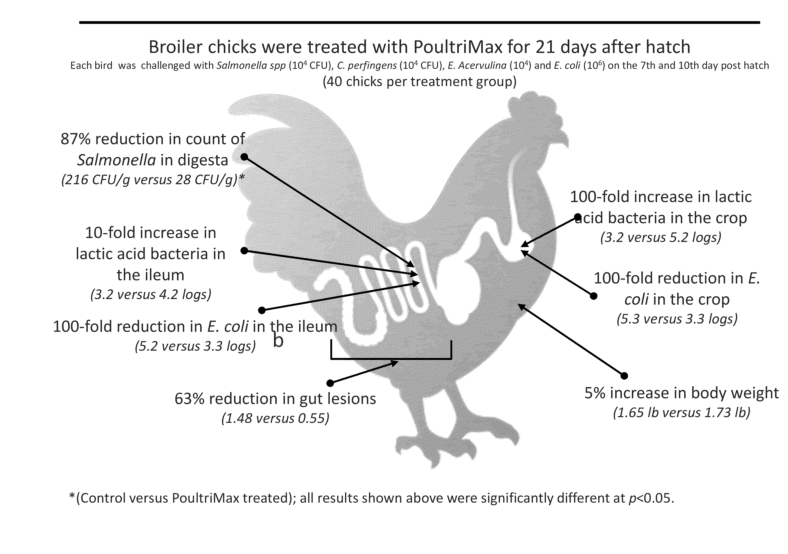 Compositions and methods for reducing infection in poultry