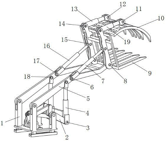 Simple high-load wood forklift with multi-unit connection rod driving function