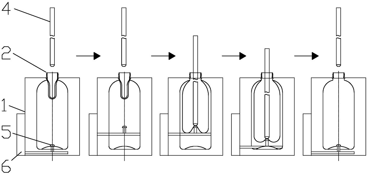 Axial dual-direction positioning and stretching hollow blow molding method