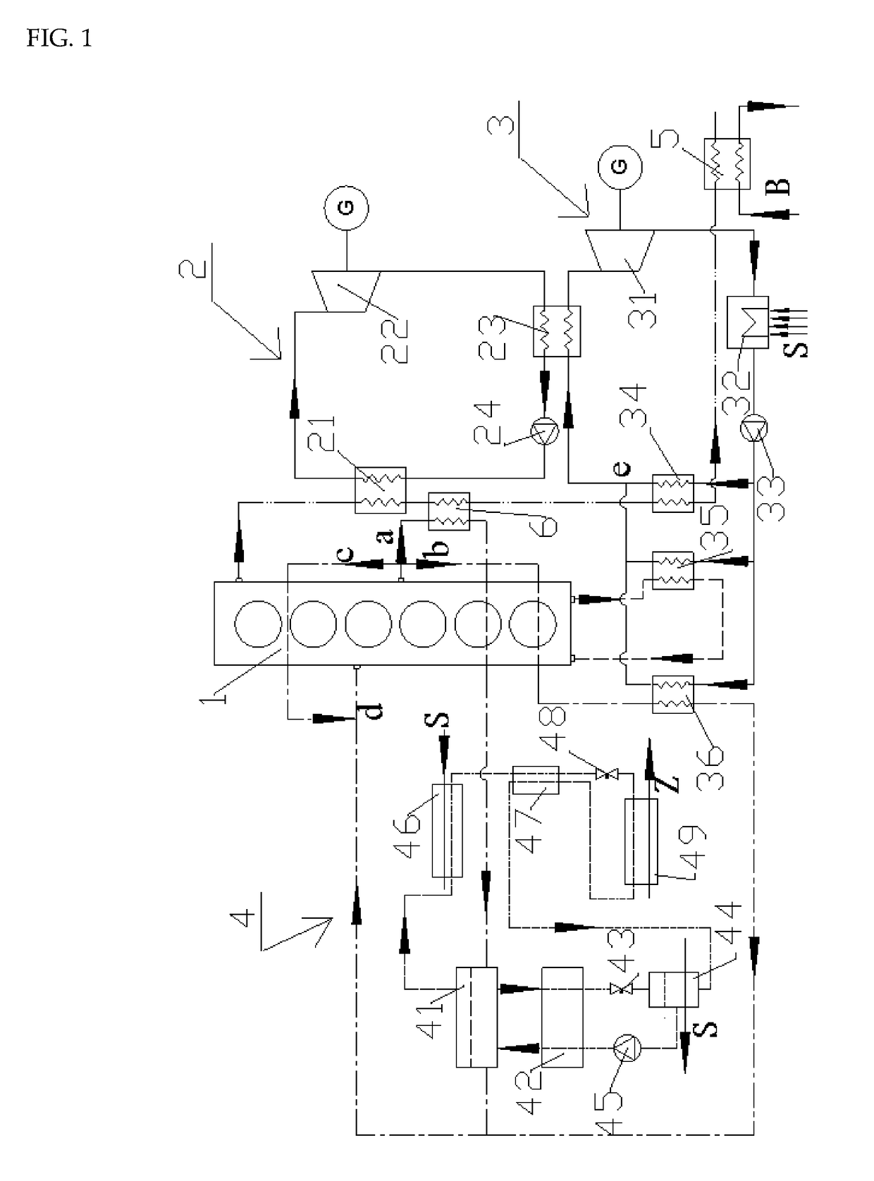 The energy tower of multi-energy-form output for stepwise recovering waste heat of a gas engine