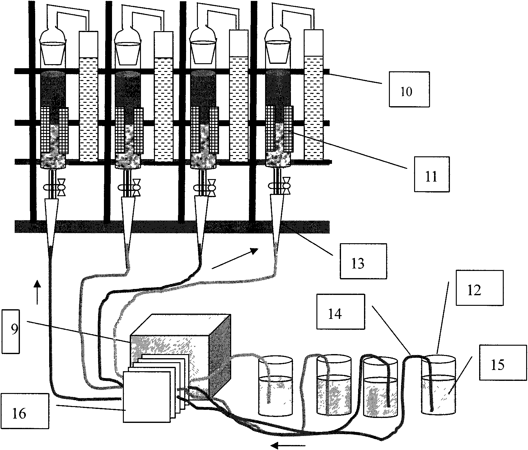 Leaching and removing method and device of PAHs in polluted soil