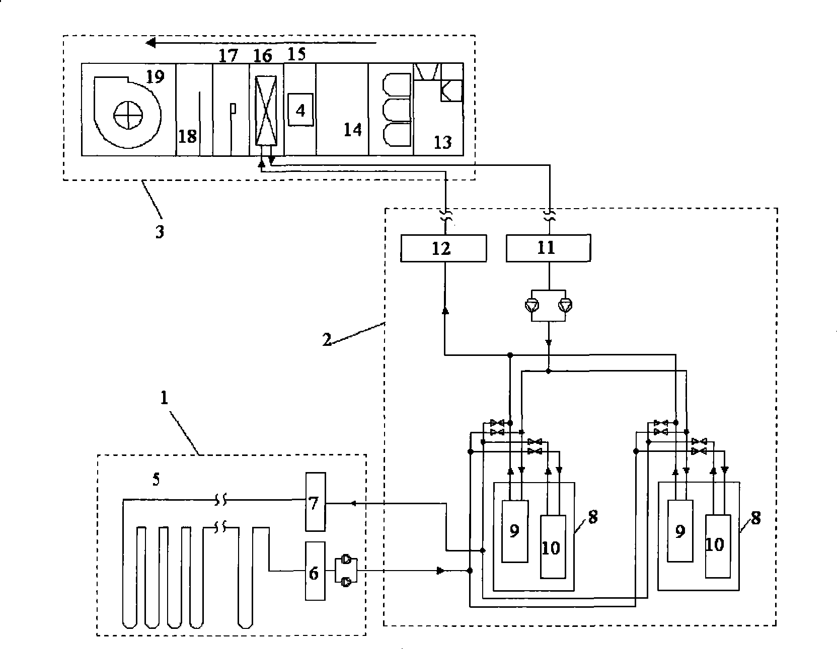 Geothermal heat pump air conditioning system for independently controlling temperature and humidity