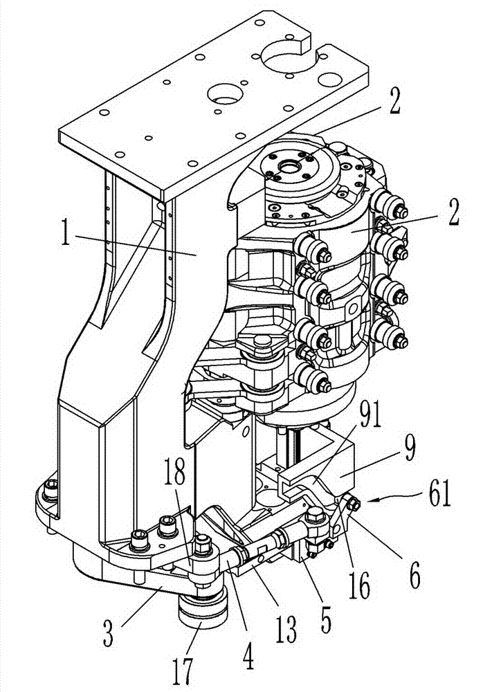 Link mechanism for opening and closing die set and lifting bottom die of bottle blowing machine