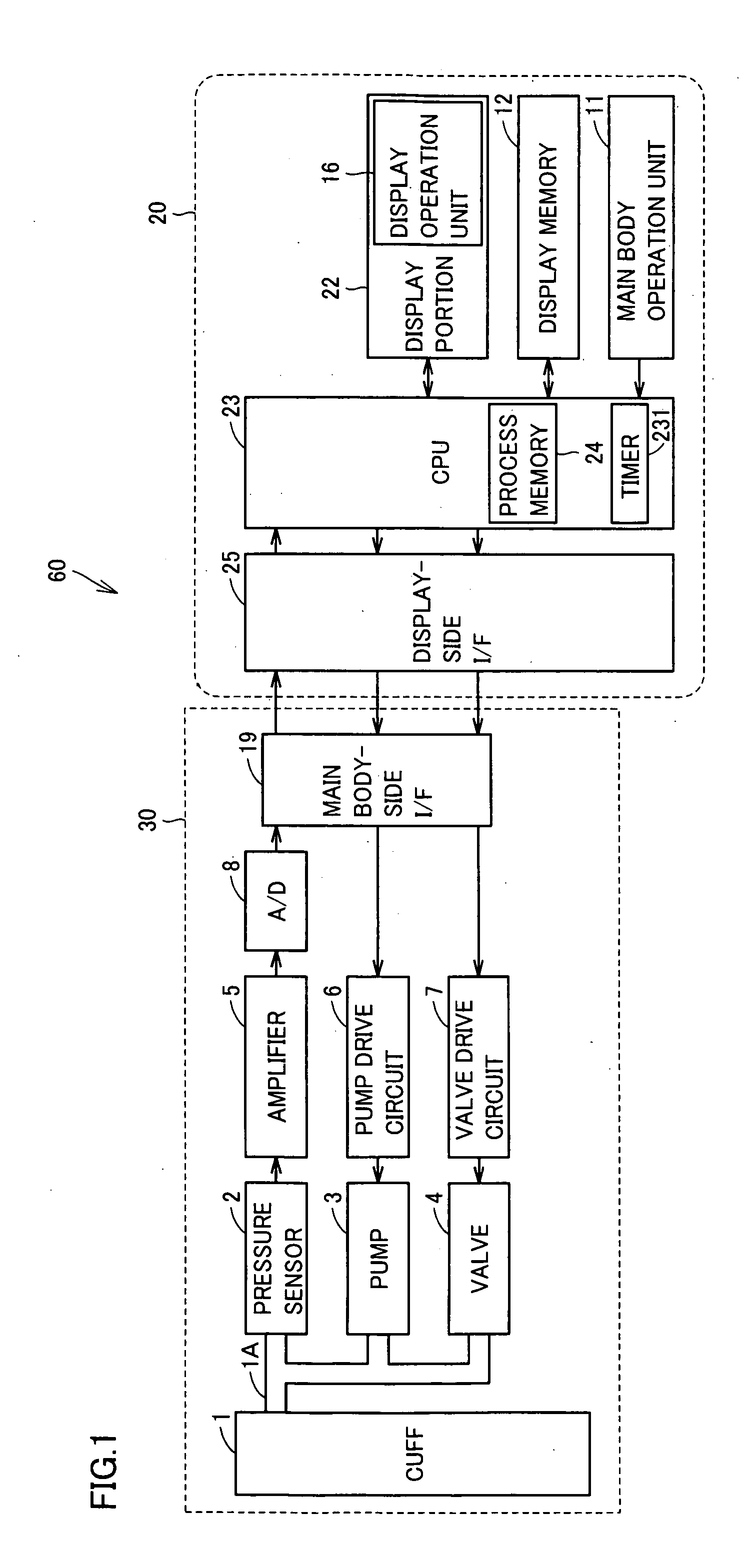 Blood pressure measurement device storing measurement data