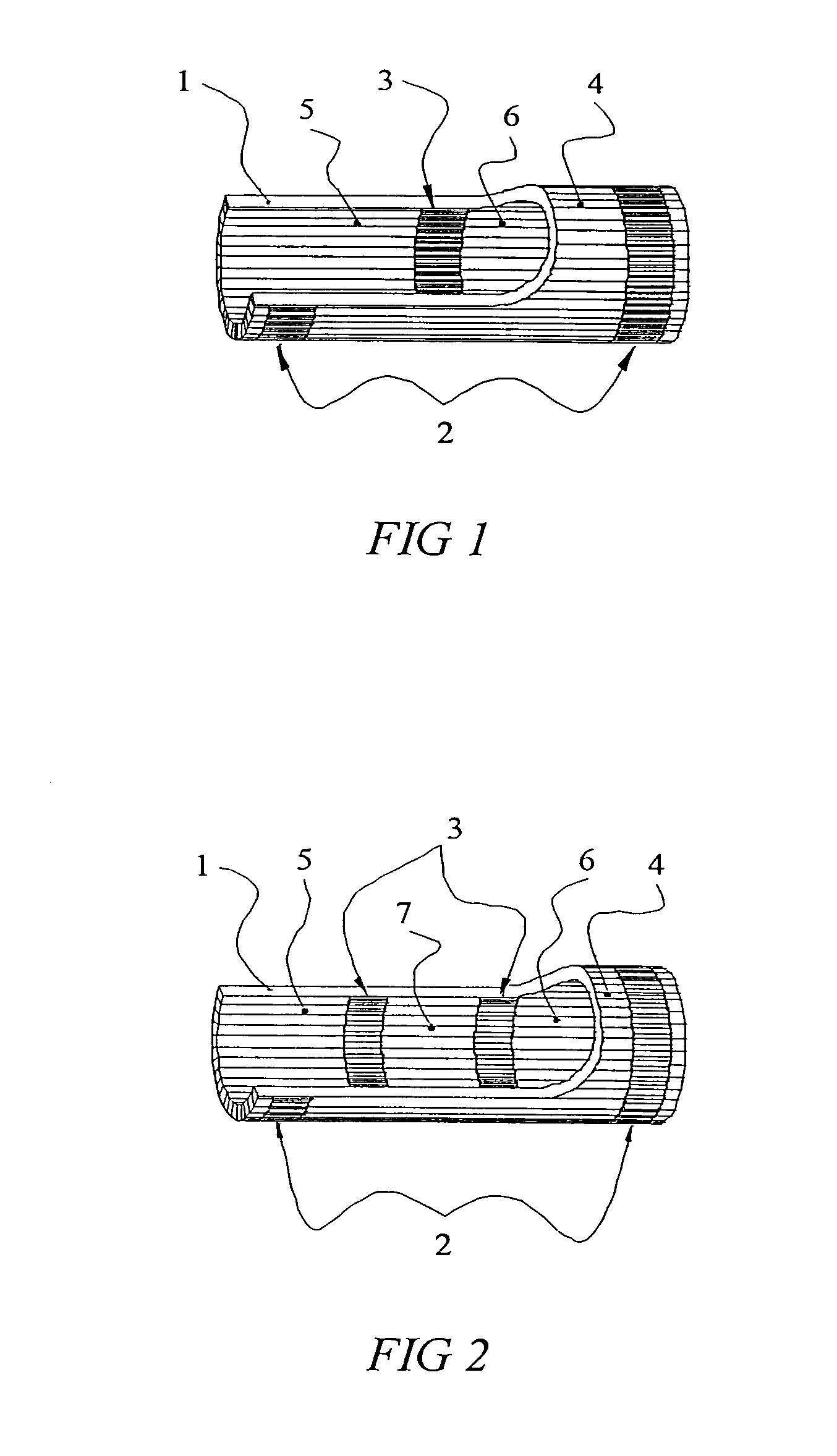 Apparatus and method for banding the interior substrate of a tubular device and the products formed therefrom