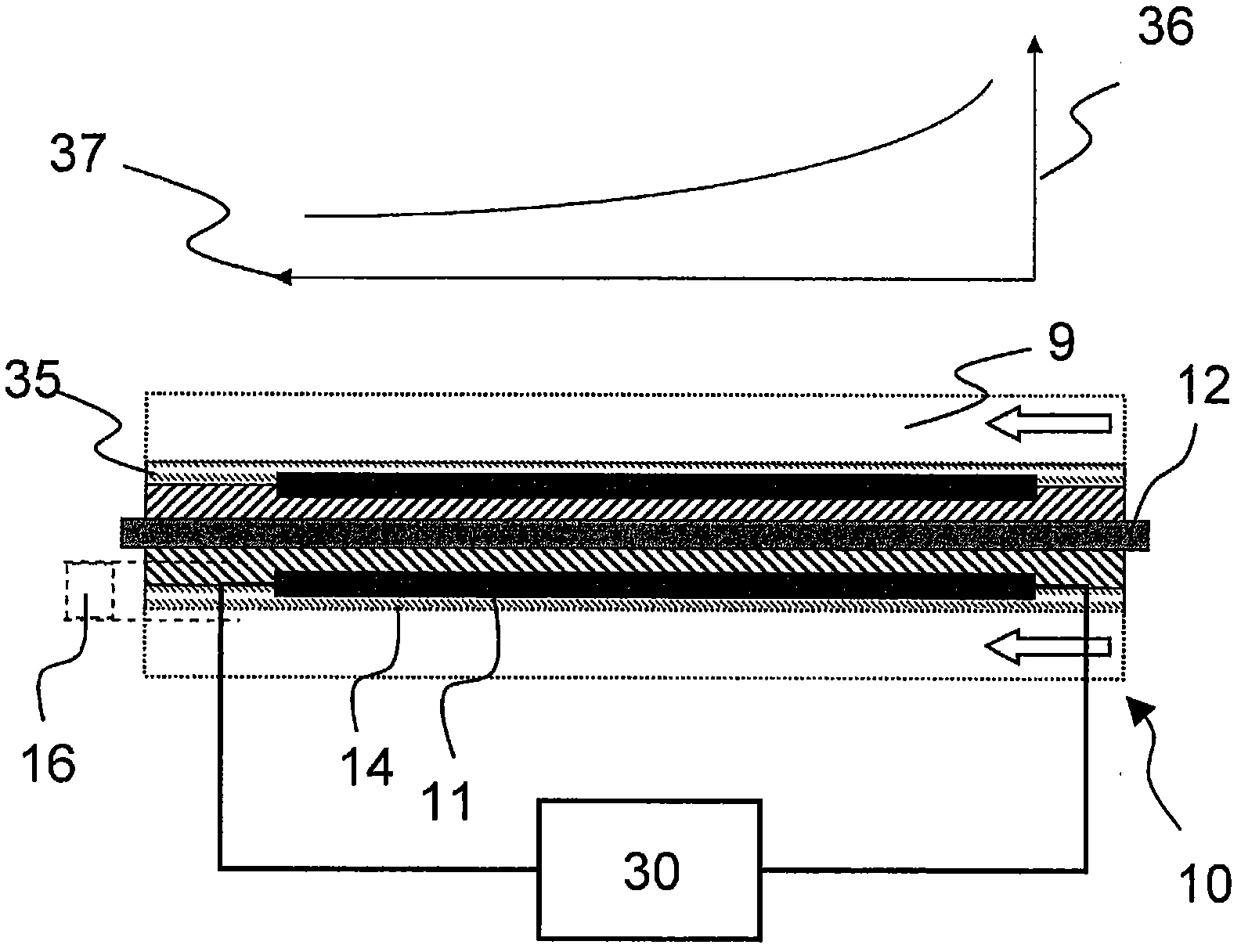 Device for producing electrical energy from exhaust gas heat