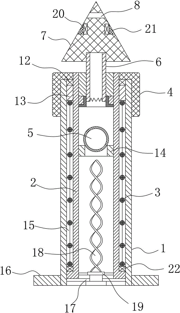 Underground rotary lifting sprinkling irrigation fixing and supporting device