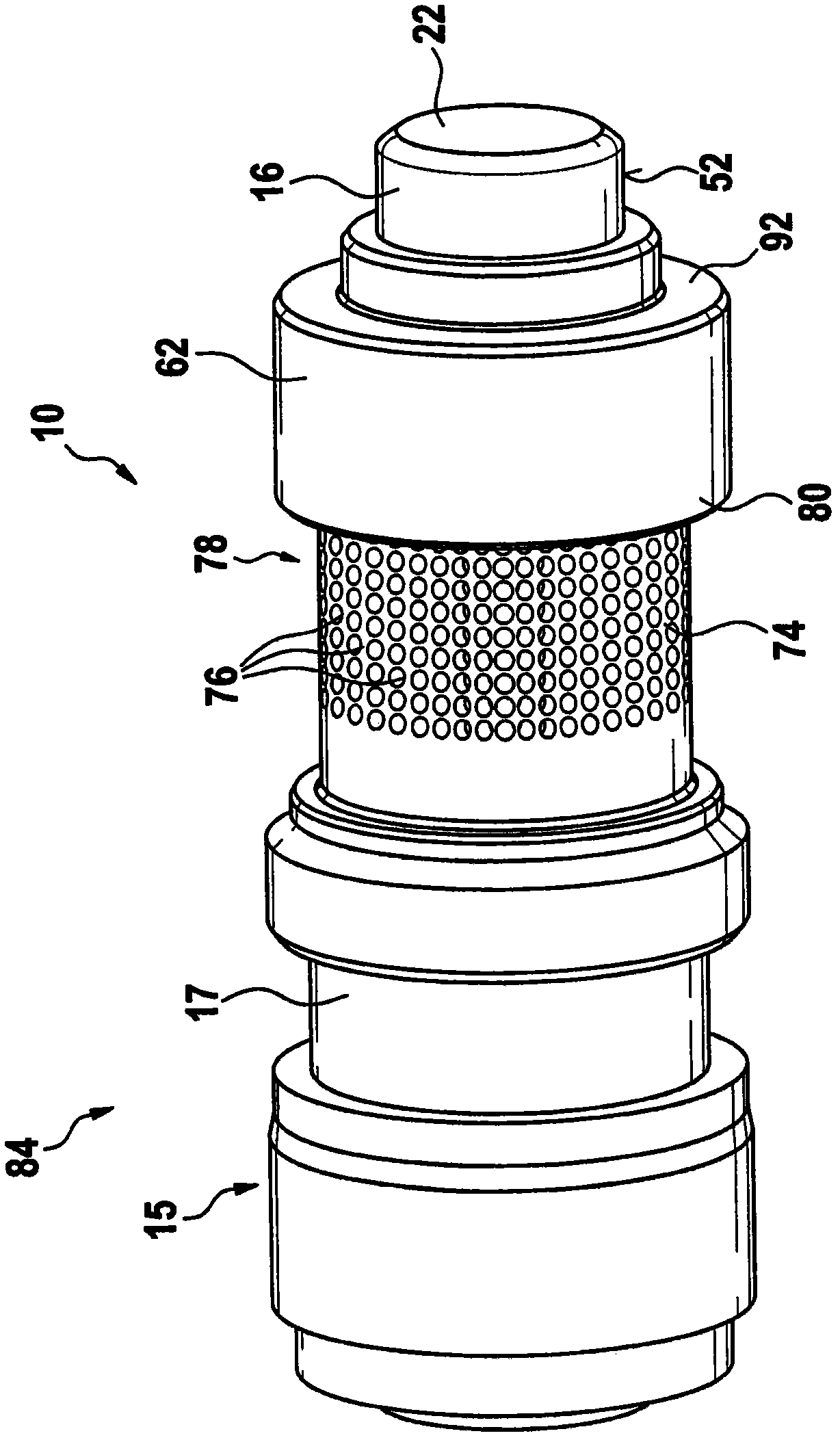 Piston guiding element, particularly piston guiding element for cylinder piston pump