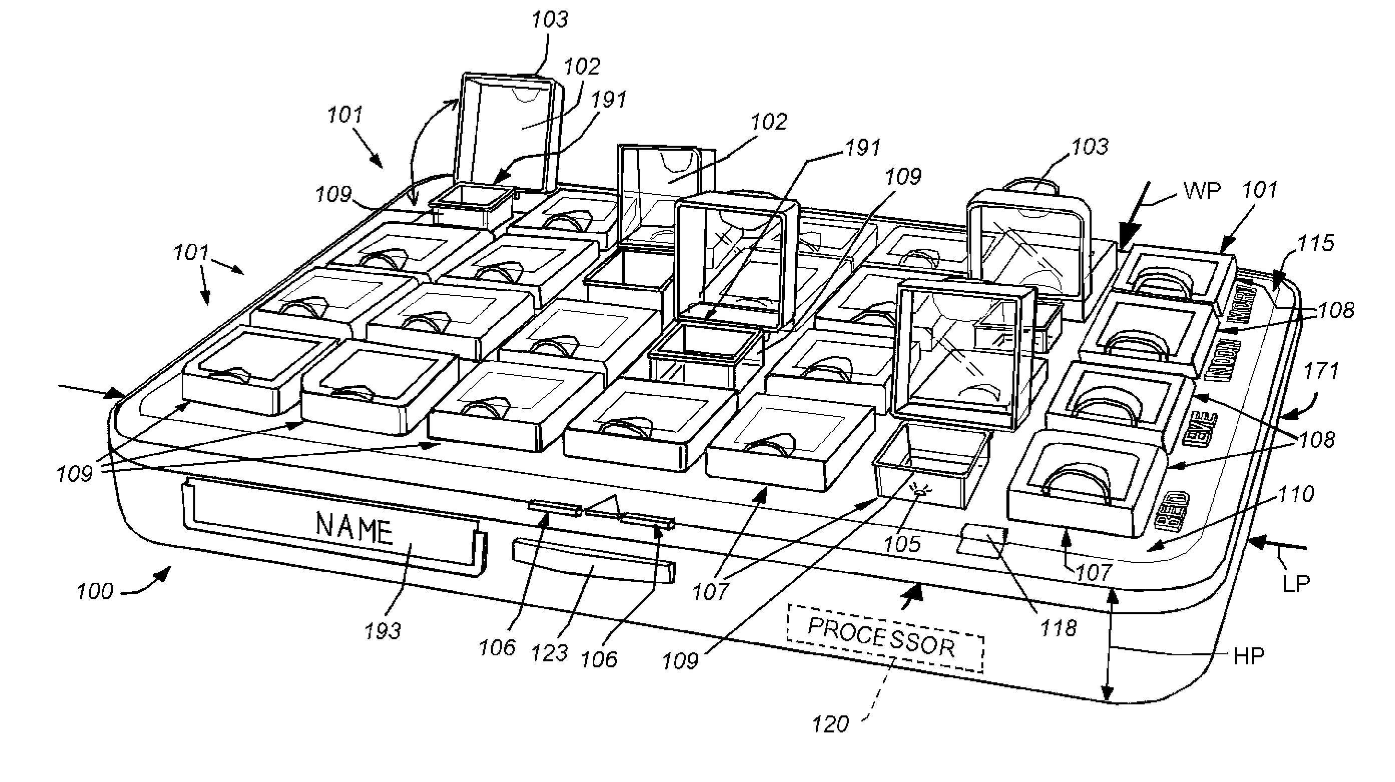 Interactive medication dispensing system with locking compartments