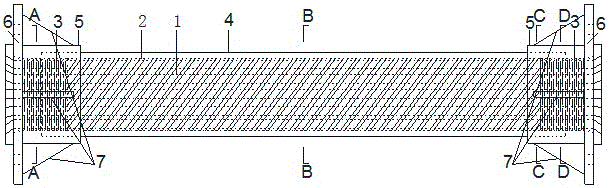 Buckling restrained brace provided with embedded steel reinforcement bars and wrapped with fiber pipes