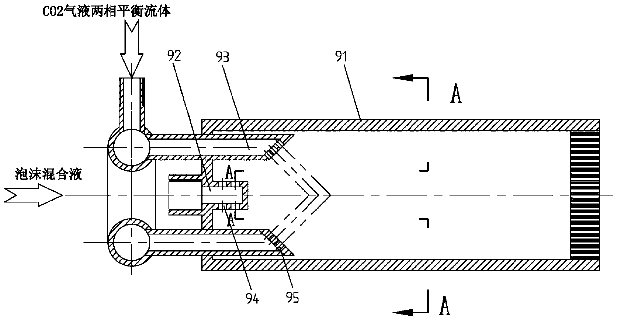 Positive pressure foam fire extinguishing system based on two-phase flow drive and foam generation method