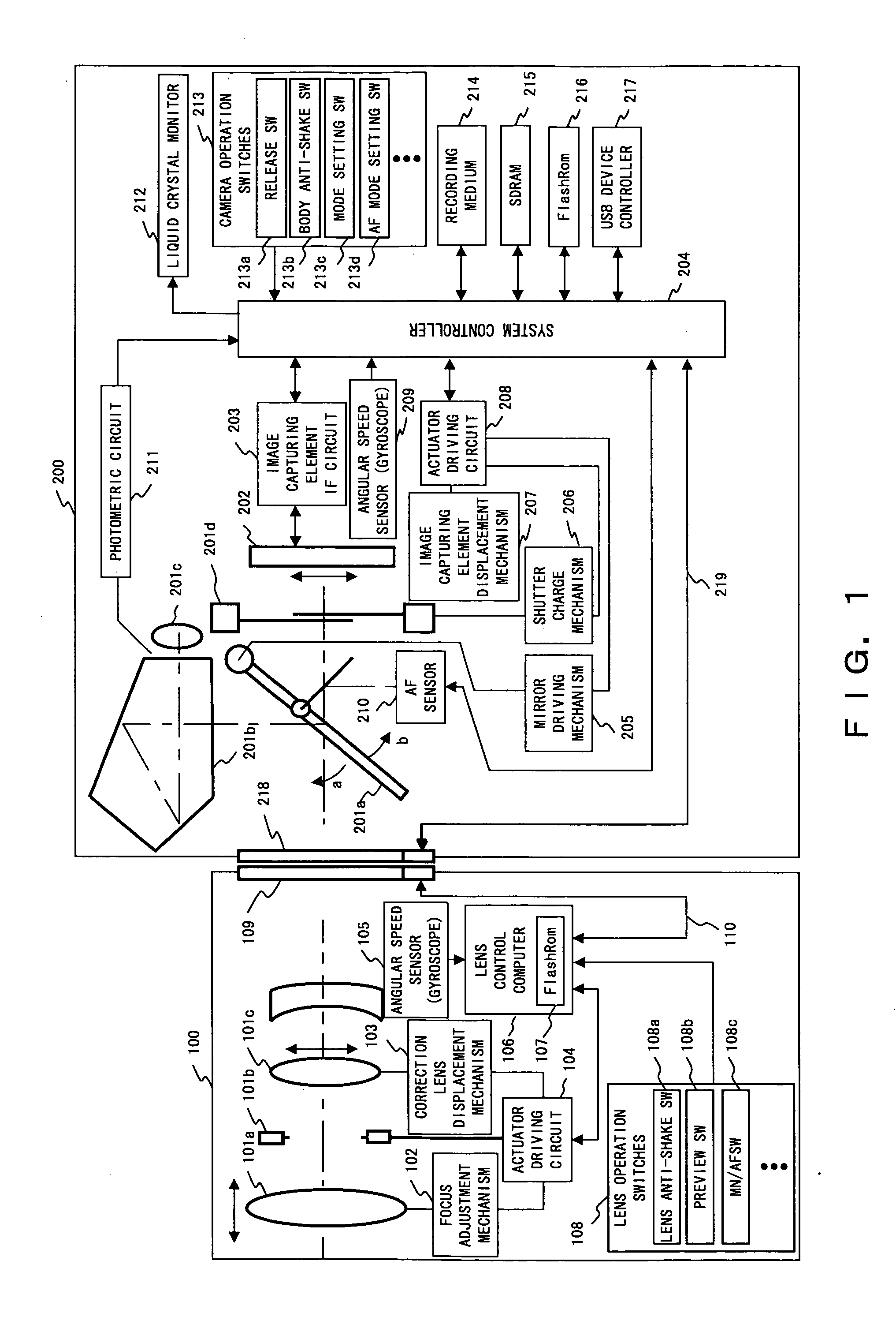 Camera system having image shake correction function