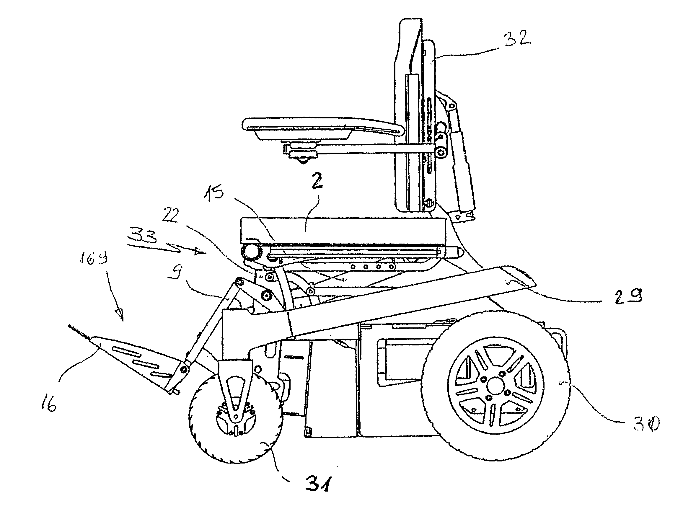 Upright wheelchair