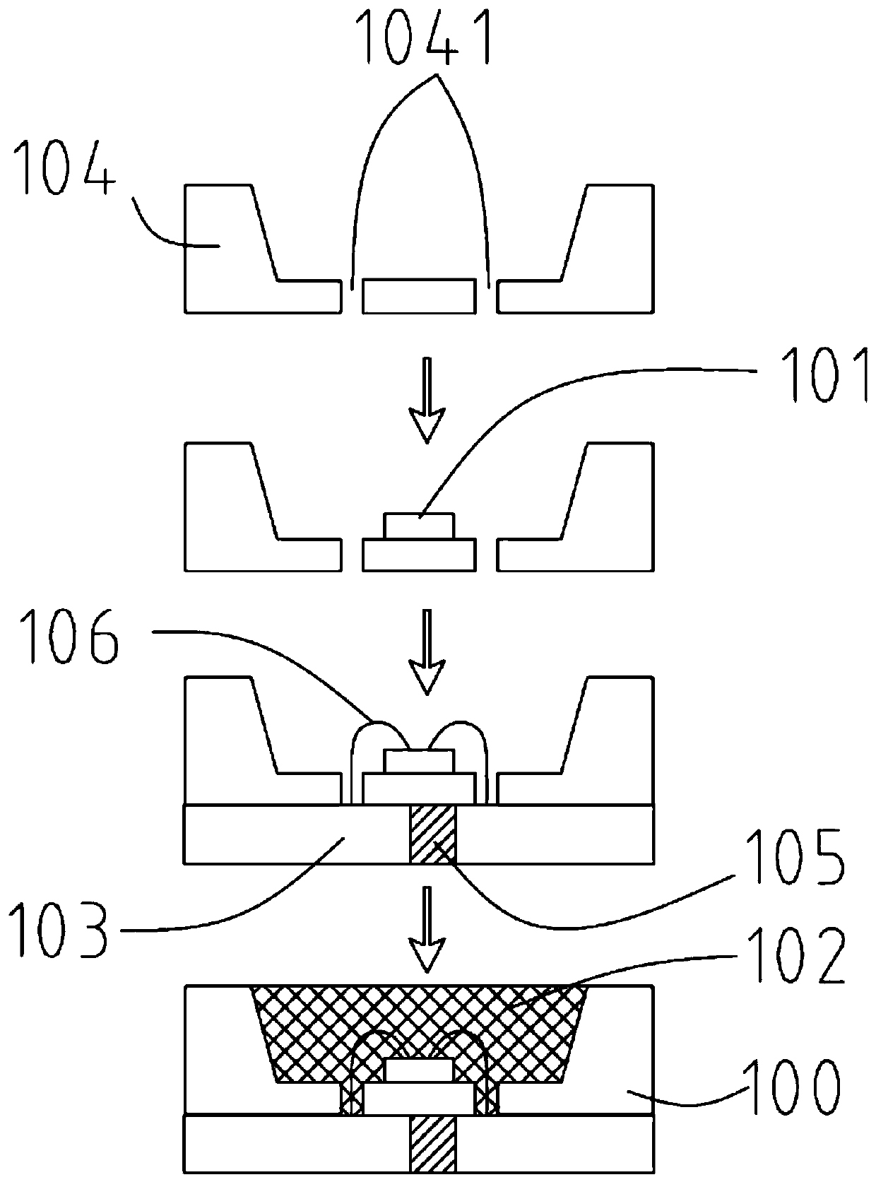 A kind of white light led packaging device and preparation method thereof